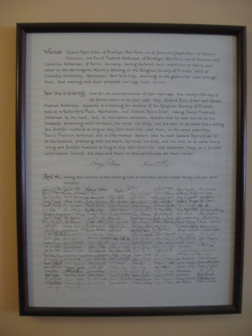 Our Quaker Marriage Certificate