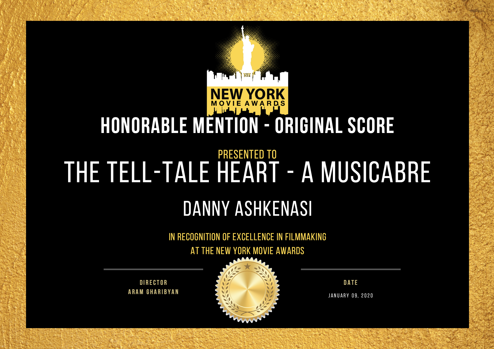 NYMA honorable certificate